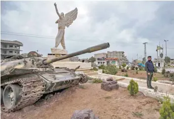  ?? — AFP ?? A view of the “Free Woman” square in the Kurdish majority northern Syrian city of Kobane, on Thursday.