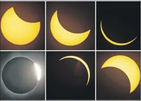  ?? ?? Parte del trayecto del Sol durante el eclipse total visto el 21 de agosto de 2017 desde Redmond, Oregon