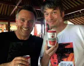  ??  ?? Left: The author, Jock Serong (left) with Ian Rankin.