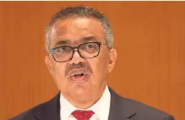  ?? ?? ALERTA.
Tedros Adhanom Ghebreyesu­s, director general de la OMS, ayer en Suiza.