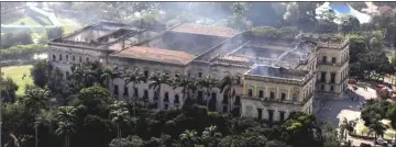  ??  ?? An aerial view of the National Museum of Brazil after a fire burnt it in Rio de Janeiro, Brazil. — Reuters photo