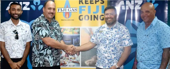  ?? Photo: Waisea Nasokia ?? ANZ Fiji Excellence in Tourism Awards Committee member Christophe­r Chand, Trustee Craig Powell, Fiji Gas chief executive officer Hans Reiher and Fiji Gas West manager David Aitcheson at the Tourism Fiji office in Namaka October 9, 2017.