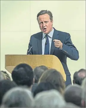  ?? WPA POOL / GETTY ?? Cameron, durante su discurso de ayer en el Museo Británico