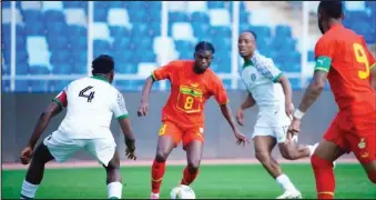  ?? ?? Action during the Super Eagles versus Black Star’s friendly match in Marrakech, Morocco