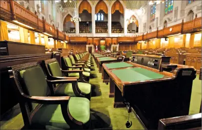  ?? CP PHOTO ?? The House of Commons sits empty ahead the resumption of the session on Parliament Hill Friday September 12, 2014 in Ottawa. Parliament will resume Sept. 15. The social media movement known as #MeToo prompted people around the world to share their...