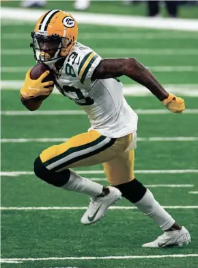  ?? TIM FULLER/USA TODAY SPORTS ?? Marquez Valdes-Scantling runs during the third quarter at Ford Field.