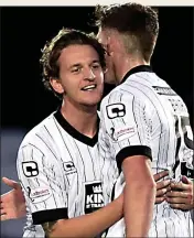  ??  ?? TERRIFIC TOM: Rangers loanee Walsh (left) is all smiles after his sublime strike denied Falkirk victory