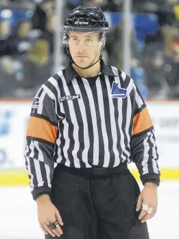  ?? JASON MALLOY/SALTWIRE NETWORK ?? Chris Ivanko referees hockey games on Prince Edward Island.