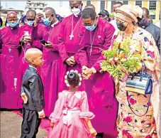  ??  ?? Primate Ndukuba and wife arriving for the standing committee meeting in Anambra State