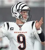  ?? SAM GREENE/THE ENQUIRER ?? Bengals quarterbac­k Joe Burrow is 1 for 9 on throws of 20-plus yards this season.