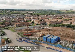  ?? ?? Aerial view of works under way on the Hummersea Hills Phase 3 site in Loftus