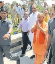  ?? ASHOK DUTTA/ HT PHOTO ?? Chief minister Yogi Adityanath at the Gomti riverfront in the state capital on Monday.