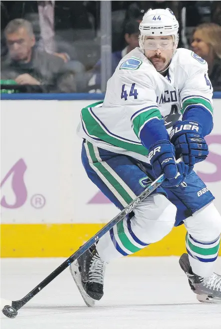  ?? — CLAUS ANDERSEN/GETTY IMAGES FILES ?? Although the Canucks just re-signed Erik Gudbranson, the defenceman could end up serving the team better by being traded in the lead-up to June’s draft.