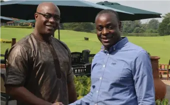  ??  ?? L-R: Managing Director, CMB, Kelechukwu Mbagwu; and Managing Director, Shelter Afrique, James Mugerwa at the Windsor Golf club in Nairobi Kenya after signing a N3.3 billion financing agreement for Shelter Afrique to fund CMB’s pearl Nuga Court Estate