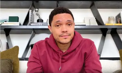  ??  ?? Trevor Noah on the first episode of The Daily Social Distancing Show: ‘Right now, we’re all just going to chill at home and use the technology we have to try and make a show.’ Photograph: YouTube