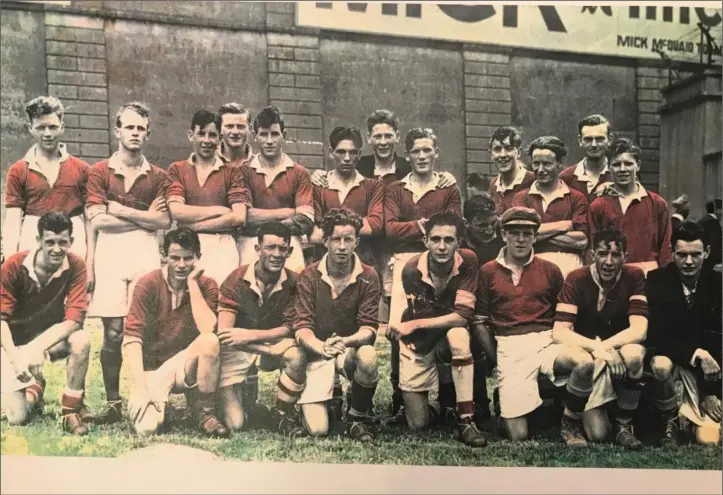  ??  ?? The Louth minor team that defeated Wicklow in 1949: Back Row: Peter Judge, Rev Clement Lyons, Dermot O Brien, Jim Conlon, Jim McArdle, Watty Connor, John Joe Brennan, John O Rourke, Micky Rogers (partly hidden), Gary Bailey, Nick Englishby, Danny Cummins & Joe Tuite. Front Row: Vincey Durnin, Hugh Sheelan, Tony McCabe, Paddy King, Rev Larry Caraher (capt), Pat Malone, Fintan Kierans & John McQuillan. Jim McArdle, Watty Connor, John Joe Brennan, John O Rourke, Micky Rogers (partly hidden), Gary Bailey, Nick Englishby, Danny Cummins & Joe Tuite. Front Row: Vincey Durnin, Hugh Sheelan, Tony McCabe, Paddy King, Rev Larry Caraher (capt), Pat Malone, Fintan Kierans & John McQuillan.