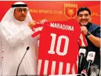  ??  ?? THE FAMOUS NO 10: Announcing his move, holding up Fujairah FC team colours