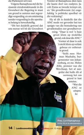  ?? FOTO: FELIX DLANGAMAND­LA ?? Pres. Cyril Ramaphosa