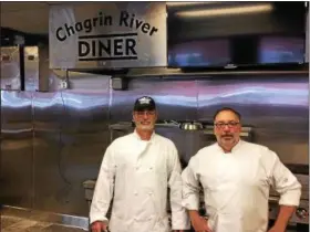  ?? CHAD FELTON — THE NEWS-HERALD ?? Business partners Jim Turcotte, left, and Kirk Swanson are owners of the new Chagrin River Diner located at 4099 Erie St. in Downtown Willoughby.