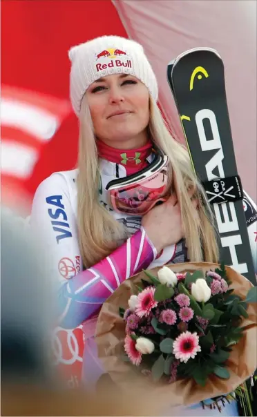  ?? FOTO: AP ?? Lindsey Vonn har hentet 82 World Cup-sejre i karrieren, mens slalom- og storslalom­legenden Ingemar Stenmark har 86 sejre.