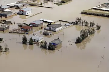  ??  ?? An aerial view of flooding in Golestan province, Iran. — Reuters photo