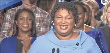  ?? WXIA ?? Democrat Stacey Abrams hopes for a runoff in a tight gubernator­ial race in Georgia.