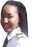  ??  ?? Princess Nomqhele Ncube who graduated with Integrated Airline Transport Pilot Licence ( IATPL) Programme from 43 Air School in South Africa