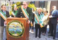  ?? Ned Gerard / Hearst Connecticu­t Media ?? Peter Carroll, grand marshal for the 2019 Greater Bridgeport St. Patrick’s Day Parade, speaks at a news conference Monday. The parade and other festivitie­s take place in downtown Bridgeport his Friday.