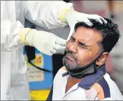  ?? SATYABRATA TRIPATHY/HT ?? A Dharavi resident being tested for Covid-19.