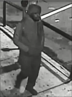  ?? SUBMITTED PHOTO ?? Upper Darby police are on the hunt for this suspect in a shooting Sunday morning. He is described as a tall black male wearing all black and wearing a black backpack.