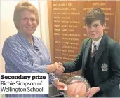  ??  ?? Secondary prize Richie Simpson of Wellington School
