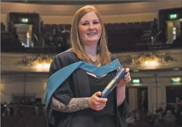  ??  ?? Laura Cumming at the degree ceremony in Edinburgh’s Usher Hall.