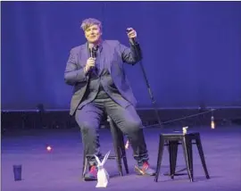  ?? Brian van der Brug Los Angeles Times ?? WITH A STOOL for support after breaking her leg, Australian comedian Hannah Gadsby performs “Body of Work” at the Theatre at Ace Hotel on Friday.