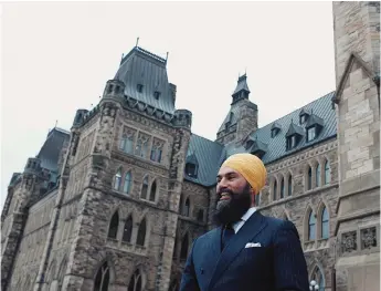  ?? Baldeep Sehmbi photo ?? NDP Leader Jagmeet Singh on Parliament Hill in the days after his decisive first ballot victory in the party’s leadership race.