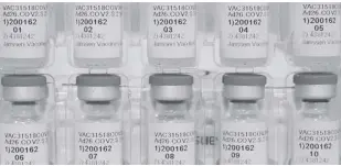  ??  ?? This December 2, 2020 photo provided by Johnson & Johnson shows vials of the Janssen Covid-19 vaccine in the United states. Johnson & Johnson’s single-dose vaccine protects against Covid-19, according to an analysis by Us regulators on February 24, that sets the stage for a final decision on a new and easier-to-use shot to help tame the pandemic. The Food and Drug Administra­tion’s scientists confirmed that overall, it’s about 66 percent effective and also said J&J’S shot, one that could help speed vaccinatio­ns by requiring just one dose instead of two, is safe to use. Johnson & Johnson via ap