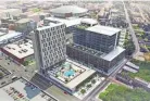  ?? COURTESY OF DCA ?? Somera Road, the company that owns the Gibson Guitar Building that will be the new HQ for Fedex Logistics, has plans to redevelop a parking lot into an office tower, retail space and a hotel in Downtown Memphis.