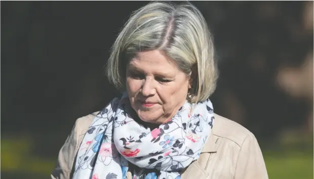  ?? CHRIS YOUNG / THE CANADIAN PRESS ?? The results of 2018, when she led the Opposition and added to the NDP’S seat count, will be hard for Andrea Horwath to match, John Ivison writes.