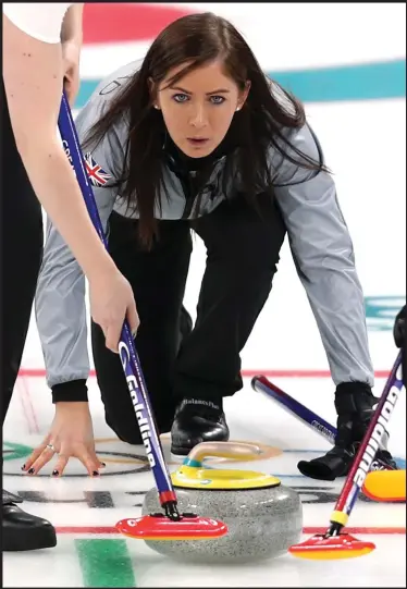  ??  ?? Eve Muirhead is happy with her team’s start in PyeongChan­g, having won two out of three of their round-robin ties