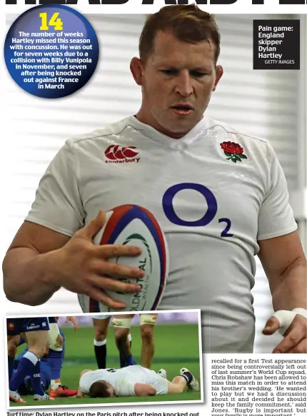  ?? GETTY IMAGES ?? Pain game: England skipper Dylan Hartley