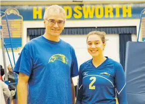  ??  ?? Tom Oxland is coaching his daughter Kayla at Handsworth this season. The Royals won the Ogopogo Classic tournament last weekend and remain the No. 2-ranked team in quad-A in B.C.