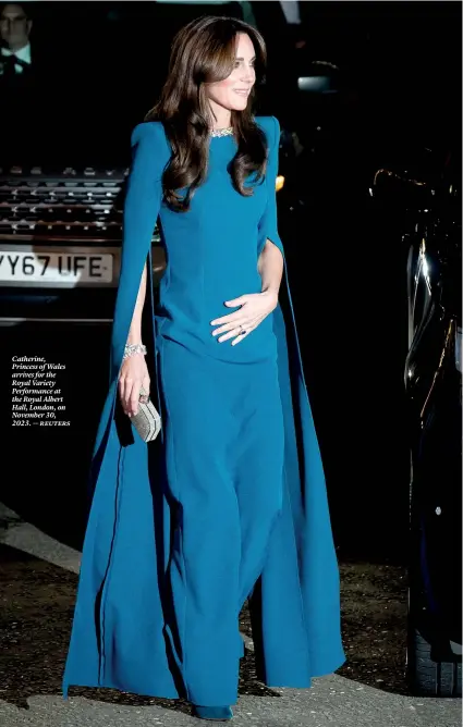  ?? ?? Catherine, Princess of Wales arrives for the Royal Variety Performanc­e at the Royal Albert Hall, London, on November 30, 2023. — reuters