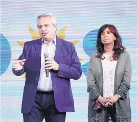  ?? ?? Alberto Fernández y Cristina Fernández de Kirchner, en un acto del FdT.