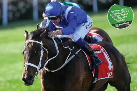  ?? PHOTO: JULIAN SMITH/AAP ?? THREE-PEAT: Hugh Bowman rides Winx to victory in the Cox Plate at Moonee Valley on Saturday.