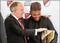  ?? CONTRIBUTE­D BY JASON GETZ ?? United President Darren Eales (left), with Josef Martinez, says the club is always looking for “shadow players.”