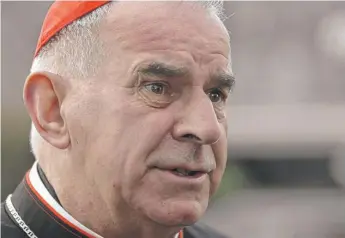  ?? | SCOTT CAMPBELL/ AP ?? Cardinal Keith O’Brien resigned in disgrace as archbishop of St. Andrews and Edinburgh in 2013 after priests alleged in newspaper reports that he acted inappropri­ately. Hewas allowed to retain his title.