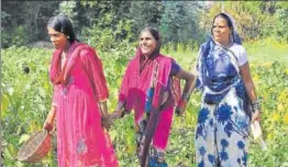  ?? MUJEEB FARUQUI/HT PHOTO ?? ▪ Differentl­y abled members of a selfhelp group help one another as they work in their vegetable plot in Jolly village of Jabalpur, Madhya Pradesh.