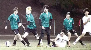  ?? ?? Magnus Daugaard (4) gains control of the ball for the Warriors in recent SYML action against West. Also in the frame for Tehachapi are Beckham Franchere (12), Ryan Wilson (1) and Arden Kendrick (5).