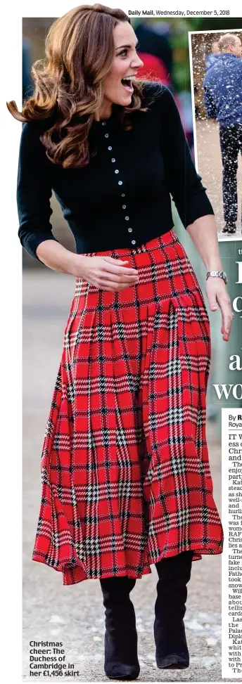  ??  ?? Christmas cheer: The Duchess of Cambridge in her £1,456 skirt