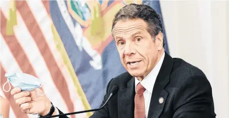  ?? EFE/EPA/JUSTIN LANE ?? El gobernador de Nueva York, Andrew Cuomo, está preocupado por los nuevos casos de COVID-19.