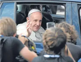  ?? Picture: AP. ?? Pope Francis after arriving in Krakow, Poland.